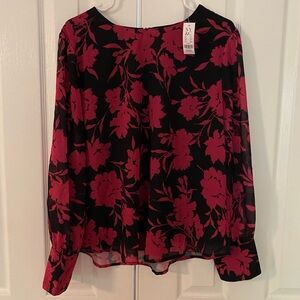 NWT NY&C Pink/Black Blouse in XL